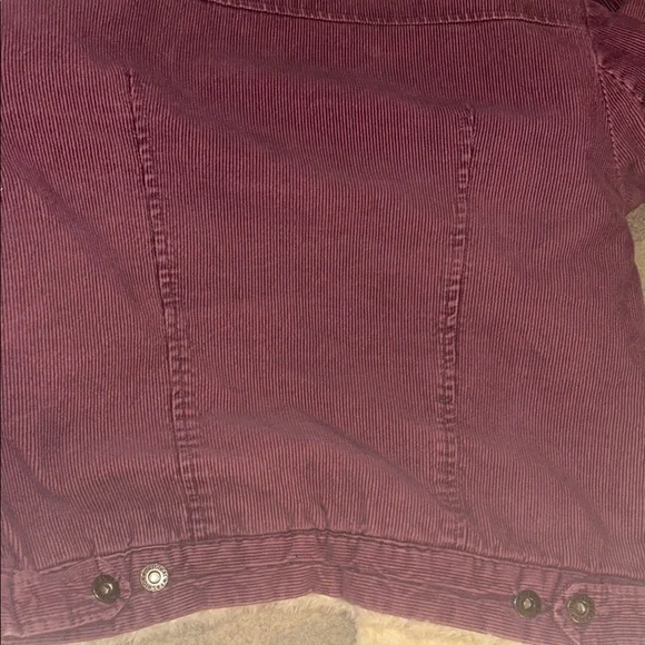 Plum fuchsia fur collar corduroy cropped light jacket - Picture 11 of 11